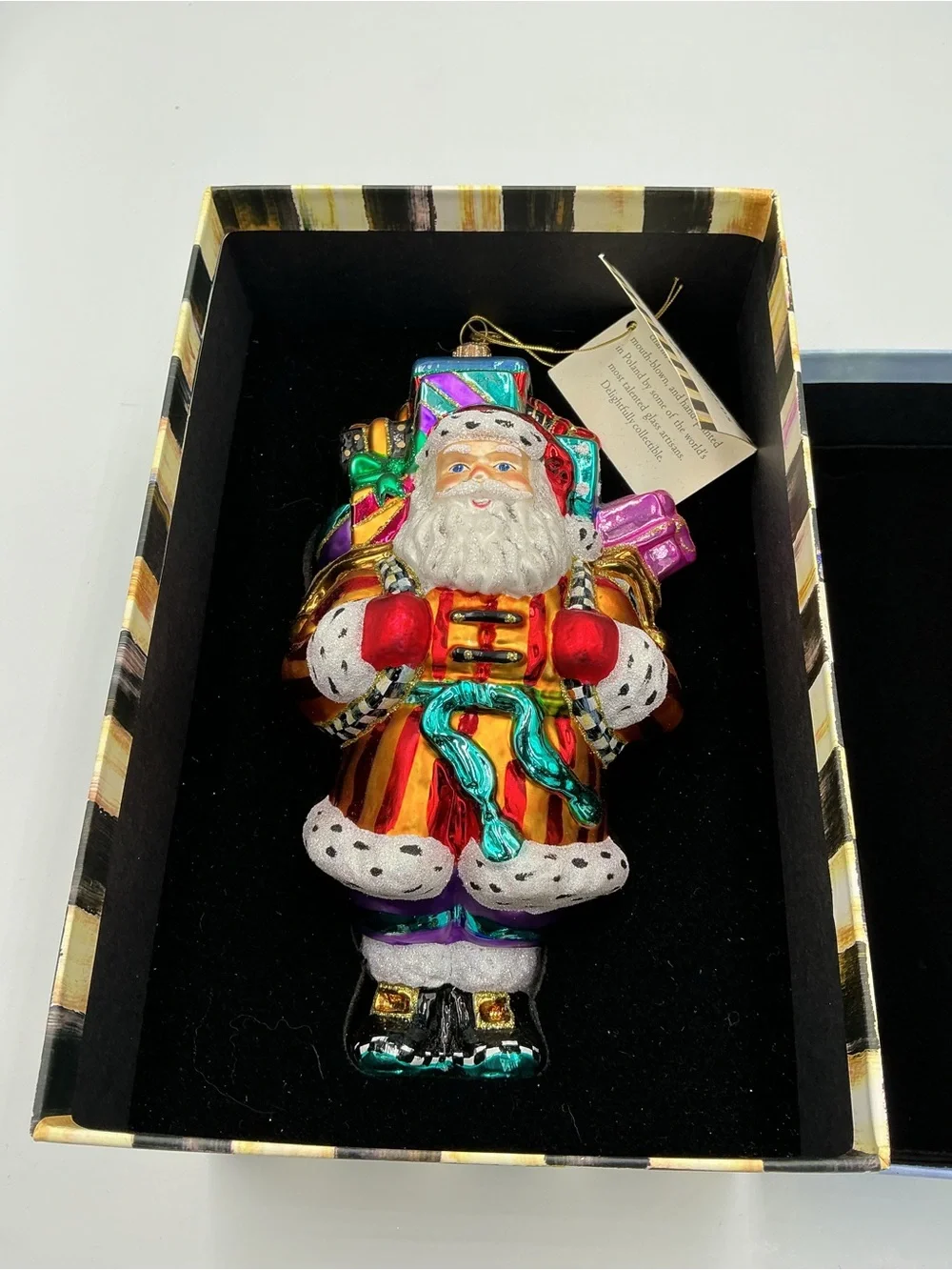 NEW MacKenzie-Childs Old Saint Nick Mouth-blown Glass Ornament Poland HTF NWT